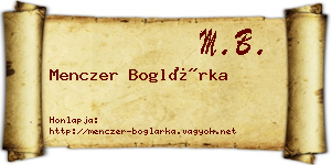 Menczer Boglárka névjegykártya
